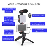 Upway LED Işıklı Mikrofonlu Tripotlu Kumandalı Video Kayıt Fotoğraf Öz Çekim Seti - 3