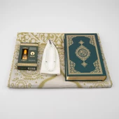 Takke + Esans + Tesbih + Seccade + Kuran Hediye Seti (Hafız Boy, Yeşil) thumbnail 3