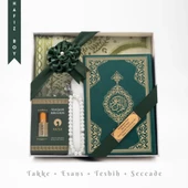 Takke + Esans + Tesbih + Seccade + Kuran Hediye Seti (Hafız Boy, Yeşil) thumbnail 1