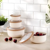 Schafer Ashley 4 lü Yuvarlak Saklama Kabı-Krem - 1