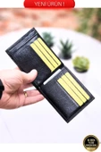 Hakiki Deri Erkek Cüzdan Yatay Model – 14 Kart Bölmeli - İsim Baskılı - Minimalist Tasarım - 3