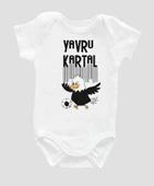 Organik %100 Pamuk Yavru Kartal Taraftar Baskılı Bebek Body Kısa Kollu Çıtçıtlı Badi Zıbın ZBN016 - 1