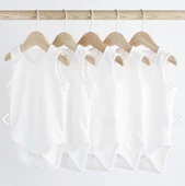 % 100 Pamuklu Beyaz 5’li Atlet Body Zıbın ZBN091 - 1