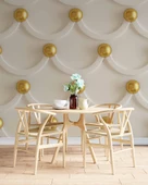 3 Boyutlu Kabartma Görünümlü Altın İnci Duvar Kağıdı Baskı thumbnail 5