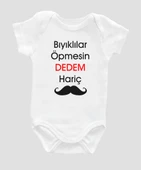 Organik %100 Pamuk Bıyıklılar ÖpmesinBaskılı Bebek Body Kısa Kollu Çıtçıtlı Badi Zıbın ZBN026 - 1