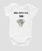 Organik %100 Pamuk Bir Öpücük 50tl Baskılı Bebek Body ZBN073 - 1