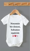 Organik %100 Pamuk Nenemin Bir Denesi Babamın Eşqiyem Bebek Body Zıbın ZBN0157 - 1