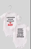 21 Dayı Set 2 'li Organik %100 Pamuk  Baskılı Bebek Body Zıbın ZBN210 - 1