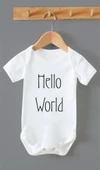 Organik %100 Pamuk Hello World Bebek Body Zıbın ZBN0156 - 1