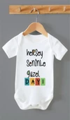 Organik %100 Pamuk Herşey Seninle Güzel Dayı Baskılı Bebek Body Badi Çıtçıtlı Zıbın ZBN199 - 1
