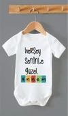 Organik %100 Pamuk Her şey Seninle Güzel Annem Baskılı Bebek Body ZBN252 - 1