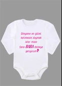 Uzun Kollu %100 Organik Pamuk Baskılı Bebek Body Çıtçıtlı Zıbın ZBN097 - 1