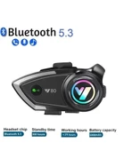 Y80 Motosiklet Kask Kulaklığı 5.3 Bluetooth Kulaklık Seti Rgb Intercom - 1