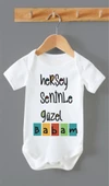 Organik %100 Pamuk Her şey Seninle Güzel Babam Baskılı Bebek Body ZBN251 - 1