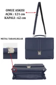 Lacivert Vintage Klasik Tarz A4 Kağıt Uyumlu Evrak Çantası - 5