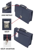 Lacivert Vintage Klasik Tarz A4 Kağıt Uyumlu Evrak Çantası - 7
