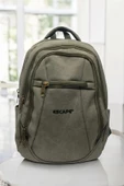 Haki Kanvas Kumaş 15,6 inç Laptop -Okul Sırt Çantası - 1