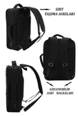 Siyah USB Aparatlı Fonksiyonel 15,6 inç Laptop Sırt Çantası - 8