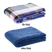 Peluş Polar Kamp Battaniyesi - Mavi Ekose - Acil Durum Battaniye - Argeus Camp - 4