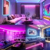 UpWay 3 Metre Bluetoothlu Müziğe Duyarlı Su Geçirmez Kesilebilir Silikonlu Kumandalı USB RGB Şerit Led - 7