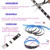 UpWay 3 Metre Bluetoothlu Müziğe Duyarlı Su Geçirmez Kesilebilir Silikonlu Kumandalı USB RGB Şerit Led - 4