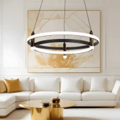 Apliqa Blom Yuvarlak 112 Watt Siyah  Modern Oturma Odası Salon Sarkıt Led Avize thumbnail 1