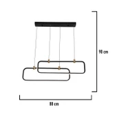 Apliqa Blom 2'li Dikdörtgen 96 Watt Siyah Yemek Masası Üstü, Salon Sarkıt Led Avize thumbnail 3