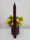 qosrix Bordo Şamdan Soya Mumu 1. Kalite Doğal Vanilya Kokulu Uzun Çubuk Konik Mum Dekoratif 1 Adet thumbnail 1