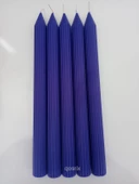 qosrix 5'li Mor Şamdan Soya Mumu 1. Kalite Doğal Vanilya Kokulu Uzun Çubuk Konik Mum Dekoratif thumbnail 1