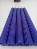 qosrix 5'li Mor Şamdan Soya Mumu 1. Kalite Doğal Vanilya Kokulu Uzun Çubuk Konik Mum Dekoratif thumbnail 2