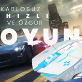 UpWay TW-Q13 Kablosuz Sessiz RGB LED Işıklı Şarjlı Ergonomik 2400DPI Gaming Mouse Beyaz - 7