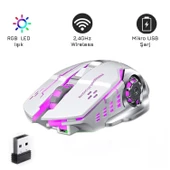 UpWay TW-Q13 Kablosuz Sessiz RGB LED Işıklı Şarjlı Ergonomik 2400DPI Gaming Mouse Beyaz - 2