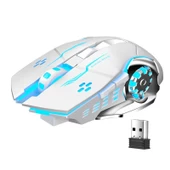 UpWay TW-Q13 Kablosuz Sessiz RGB LED Işıklı Şarjlı Ergonomik 2400DPI Gaming Mouse Beyaz - 1