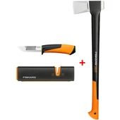 Fiskars Yarma Baltası Xl X25 + Bileyicili Ağır İş Bıçağı + Balta ve Bıçak Bileyici - 1