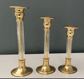 HERA KRİSTAL 3 LÜ ALTIN KRİSTAL METAL ŞAMDAN - 1