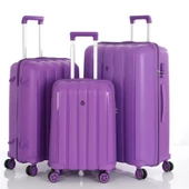 MÇS 3lü Set Kırılmaz Silikon Seyahat Valizi Bavulu V305 Mor thumbnail 1