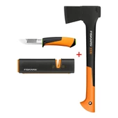 Fiskars Parçalama Baltası S-X10 + Bileyicili Ağır İş Bıçağı + Balta ve Bıçak Bileyici - 1
