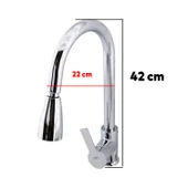 Mix Eyve Sıcak Soğuk Su Girişli Spiral Hortumlu Çeşme Banyo Lavabo Mutfak Musluğu Krom Bataryası - 3