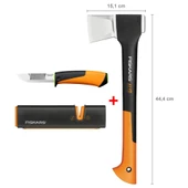 Fiskars Yarma Baltası S-X11 + Bileyicili Ağır İş Bıçağı + Balta ve Bıçak Bileyici - 1