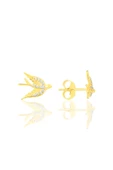 Gümüş altın yaldızlı zirkon talı Kırlangıç küpe SGTL10819GOLD - 1