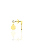 Gümüş altın yaldızlı zirkon taşlı şanslı yonca küpe SGTL12621GOLD - 1