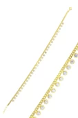 Gümüş altın yaldızlı zirkon taşlı gurmet zincirli halhal SGTL10533GOLD - 1