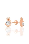 Gümüş rose zirkon taşlı doğanın ışıltısı salyangoz küpe SGTL12625ROSE - 1