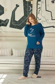 Aydoğan Kadın inci Büyük Beden Style Gece Mavisi Pijama Takım 0647 thumbnail 2