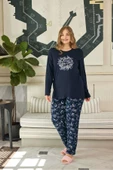 Aydoğan Kadın inci Büyük Beden Bloom Lacivert Pijama Takım 0650 - 2