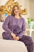 Aydoğan Kadın Suzi Büyük Beden Termal Mistik Mor Pijama Takım 0679 - 1