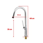 Kaliteli Lüks Spiral Hortumlu Çıkar Başlık Eyve Su Çeşme Banyo Lavabo Mutfak Bataryası 360° Musluk - 2
