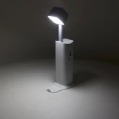 Şarjlı Beyaz Led Çalışma Okuma Işığı Kademeli El Fener Ayarlanabilir Parlaklık ve Masa Lambası + Telefon Tutucu Özellikli - 4