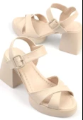 Capone Outfitters Capone Ucu Açık Çapraz Bantlı Bej Kadın Sandalet - 3
