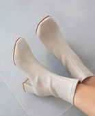 Straswans Pekin Bayan Streç Küt Kalıp Deri Bot Bej thumbnail 2